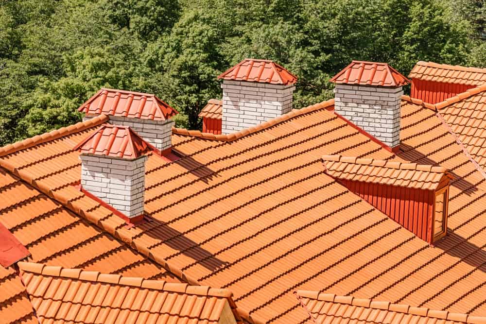 Orange Roof Of A Modern House Is Covered With Orange